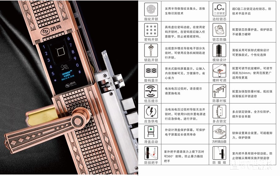 玥玛防暴智能锁TB0226