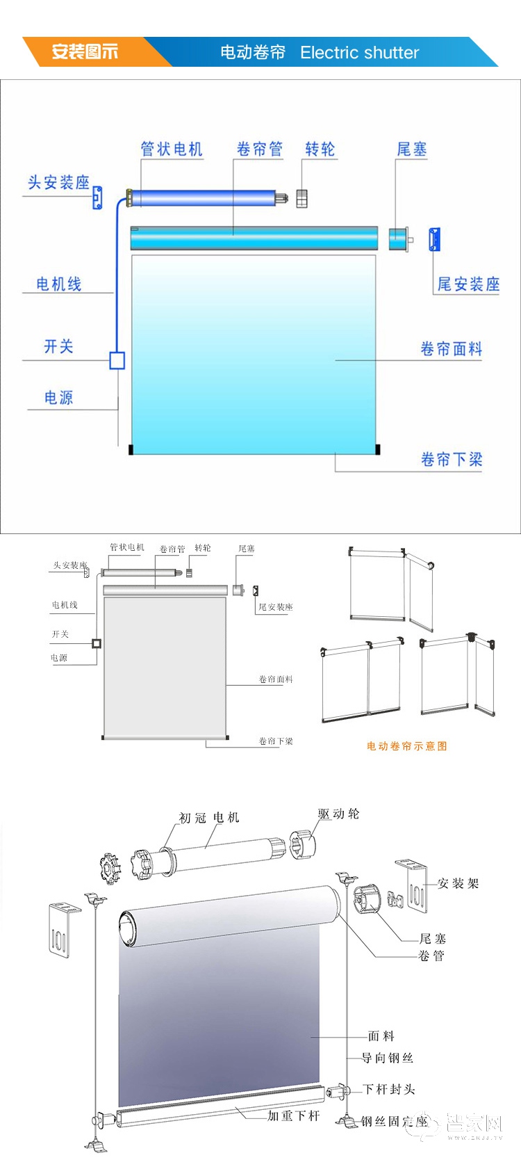 电动卷帘电动百叶窗帘 遥控器无线控制电动窗帘