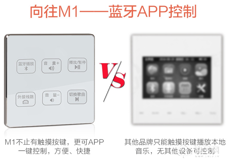 向往智能背景音乐控制面板 墙壁触控面板