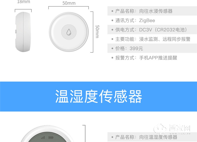 向往智能家居用品网关门磁红外人体感应器烟雾/燃气泄漏