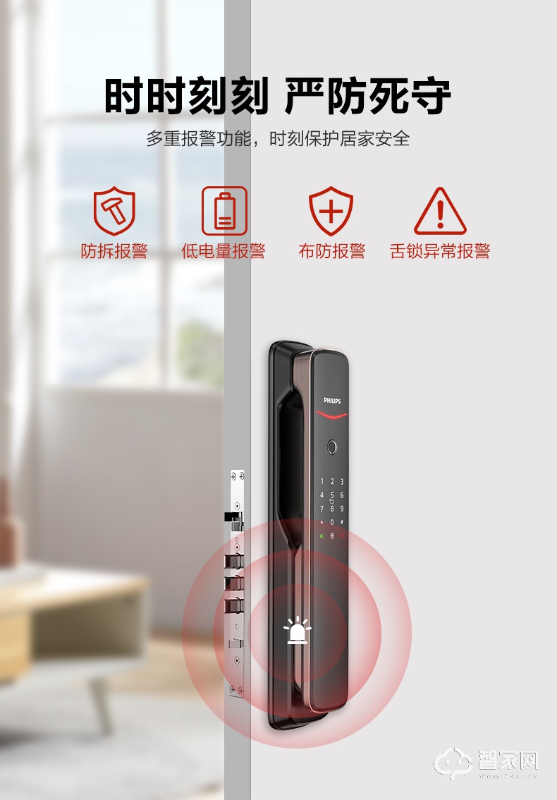  飞利浦指纹锁 DDL705E防盗门锁电子密码锁WIFI智能锁
