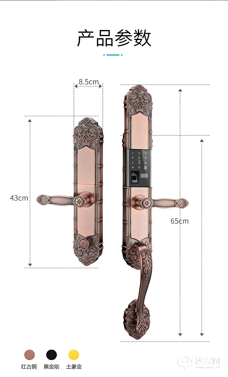 帝尼特别墅电子锁 H18豪华欧式大门指纹锁