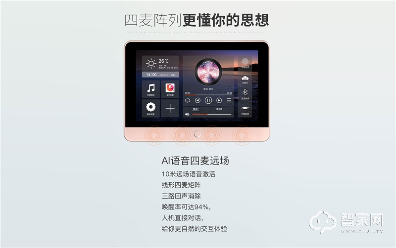 时刻ZN08智能背景音乐主机 Al语音四麦远场
