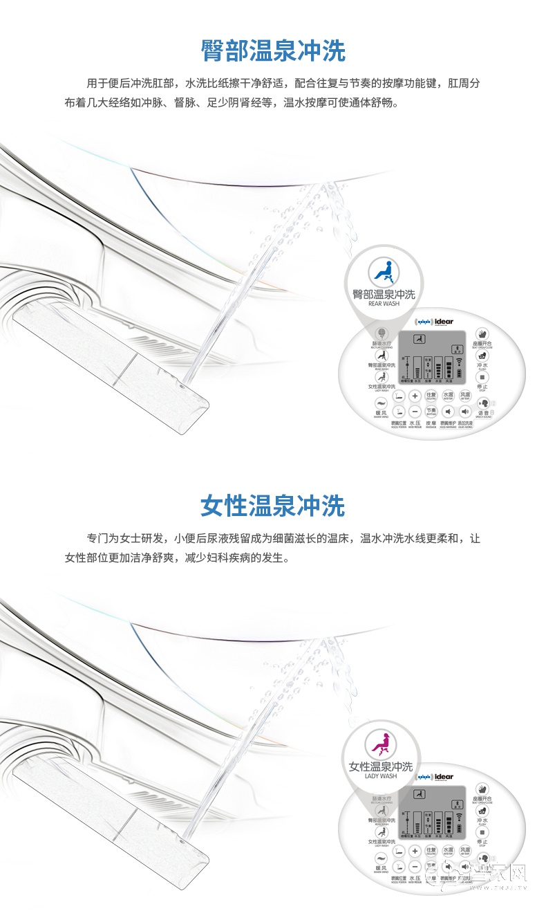 idear地尔水疗智能马桶 通便缓解便秘带水箱坐便器（经济舱）